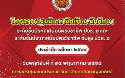 โครงการงานปฐมนิเทศนักเรียน นักศึกษาใหม่ (ระดับชั้น ปวช.1 และ ปวส.1) ประจำปีการศึกษา 2568