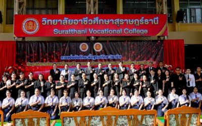 ดร.สุธี ไทยเกิด ผู้อำนวยการวิทยาลัยเทคนิคกาญจนดิษฐ์ และว่าที่ร้อยตรีอนุการ แก่นสา รองผู้อำนวยการ ร่วมพิธีเปิดการแข่งขันทักษะวิชาชีพและทักษะพื้นฐาน ระดับอาชีวศึกษาจังหวัดสุราษฎร์ธานี ประจำปีการศึกษา 2568